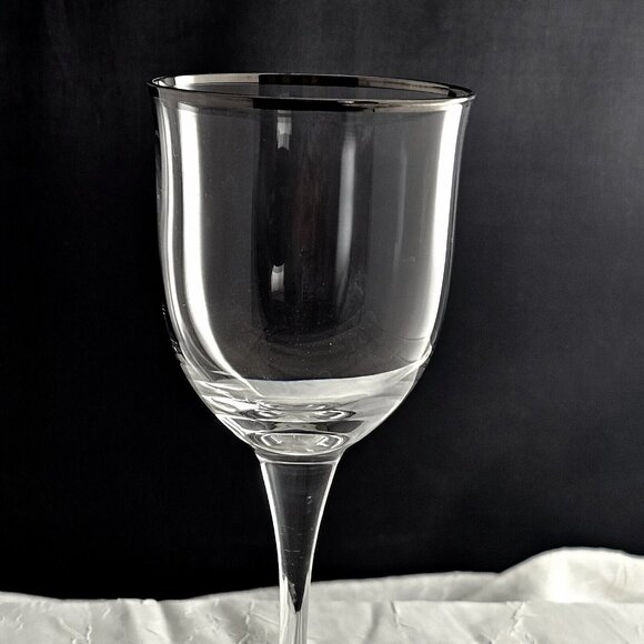 Noritake Paris Water Goble 7.5" silver trimmed rim toasting stemware elegant gla - Picture 5 of 8